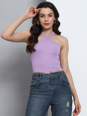 Q-Rious Casual Solid Women Purple Top
