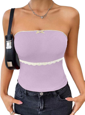 TIVANTE Casual Solid Women Purple Top
