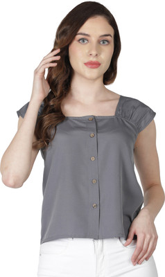 ALL WAYS YOU Casual Solid Women Grey Top