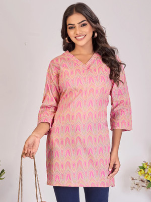 Larqi Casual Floral Print Women Pink Top