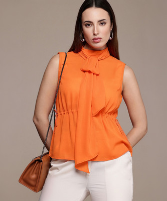 French Connection Casual Solid Women Orange Top