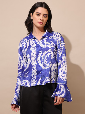 PURVAJA Casual Printed Women Blue Top