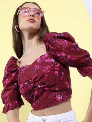 Tokyo Talkies Casual Printed Women Purple Top