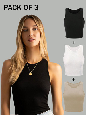 Toochki Casual Solid Women Black Top