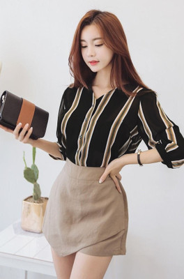 GG Style Casual Printed Women Black Top