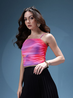bebe Casual Embellished Women Orange Top