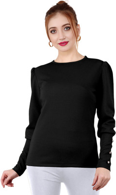 LADY SHOPI Casual Solid Women Black Top