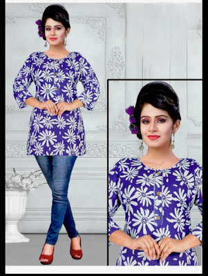 SL CREATION Casual Floral Print Women Purple Top