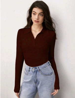 CrosheriaLuxosry Casual Solid Women Brown Top