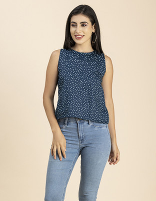 moomaya Casual Printed Women Dark Blue, White Top