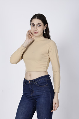 HouseOfCommon Casual Solid Women Beige Top