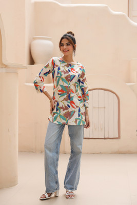 Rain & Rainbow Casual Printed Women Multicolor Top
