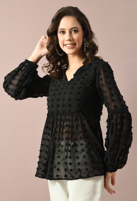 IUGA Party Self Design Women Black Top