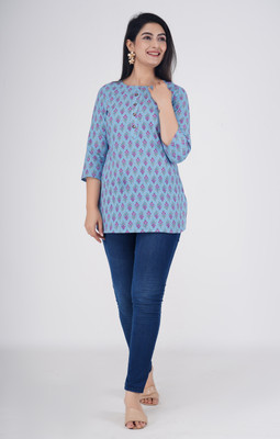 Radhe Fashion Casual Printed Women Light Green Top