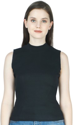 Fasska Casual Solid Women Black Top