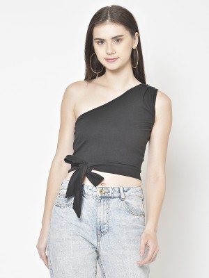 Cation Casual Solid Women Black Top