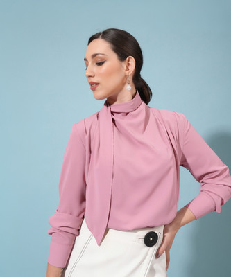 Tokyo Talkies Casual Solid Women Pink Top