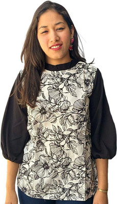 MRIDA Casual Printed Women White, Black Top