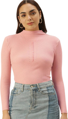 CRAMPLE Casual Self Design Women Pink Top