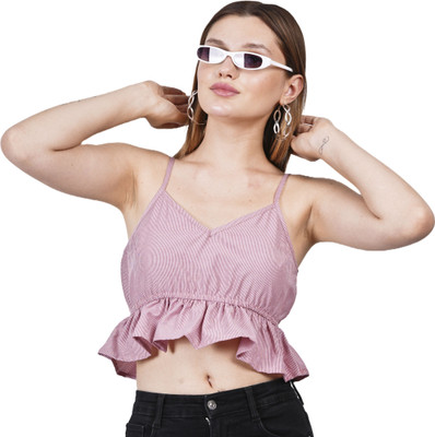 Styvibe Casual Printed Women Beige Top