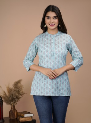 siddhanam Casual Printed Women Light Blue Top