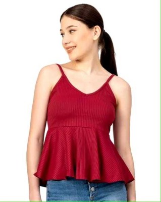 JC JUMMY COUTURE Casual Solid Women Maroon Top