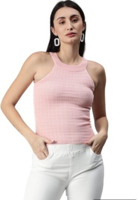 CRAMPLE Casual Self Design Women Pink Top