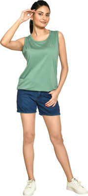 altius Casual Solid Women Dark Green Top