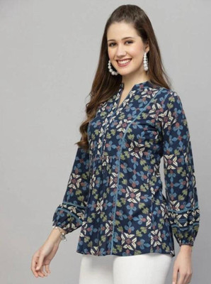 krishiv creation Casual Printed Women Blue Top