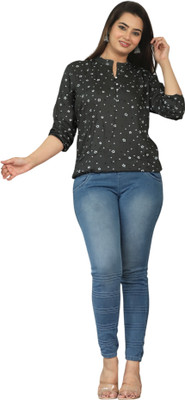 TRUSTED ENTERPRISES Casual Printed Women Black Top