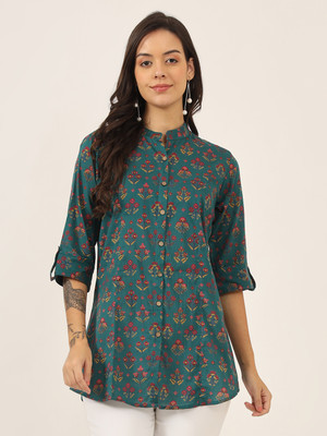 DIVENA Women Floral Print A-line Kurta(Green)