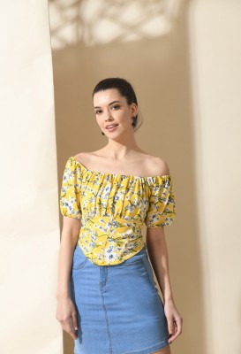 Moshe Casual Printed Women Yellow Top