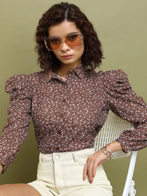 Tokyo Talkies Casual Printed Women Brown, White Top