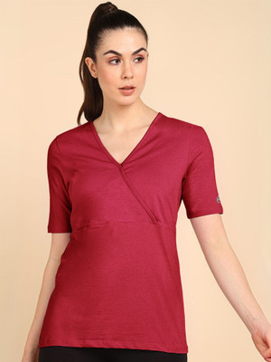 Zelena Casual Solid Women Red Top