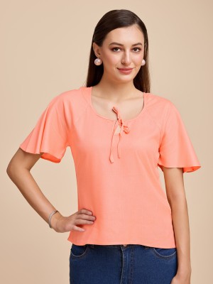 METRONAUT Casual Solid Women Orange Top