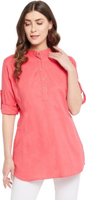 HouseOfCommon Casual Solid Women Pink Top