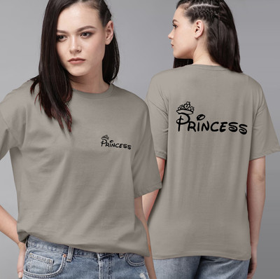 hkCreation Printed, Typography Women Round Neck Grey T-Shirt