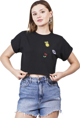 Styvibe Casual Solid Women Black Top