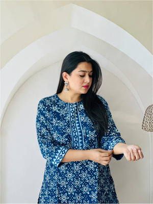 craftwell studio Casual Self Design Women Blue Top