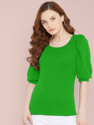 Uptownie Lite Casual Solid Women Green Top