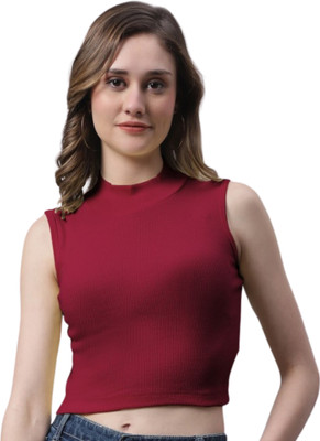 sasafaras Casual Solid Women Maroon Top