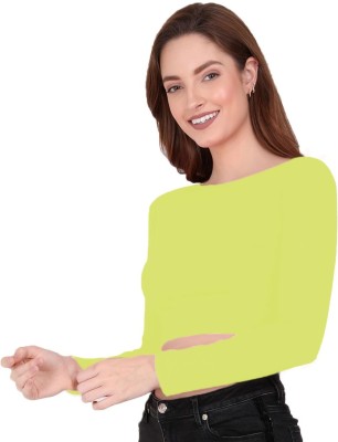 THE BLAZZE Casual Self Design Women Light Green Top