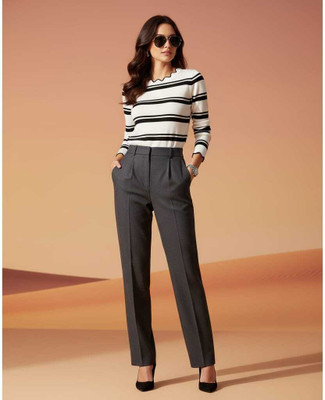 High-Buy Casual Striped Women White Top