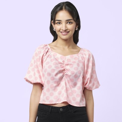 YU by Pantaloons Casual Printed Women Pink Top