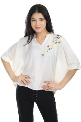 Unique Fab Casual Embroidered Women White Top