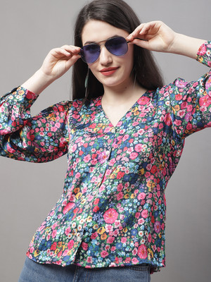 JAINISH Casual Printed Women Blue Top