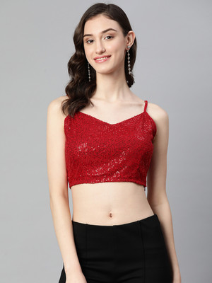 Love Purple Casual Embellished Women Red Top