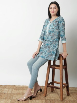 Janakdulari Creation Casual Printed Women Blue Top