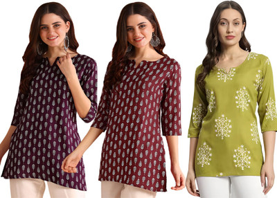 ak fashion mall Casual Printed Women Purple Top