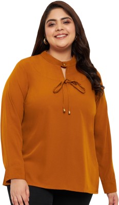 wild U Casual Solid Women Orange Top